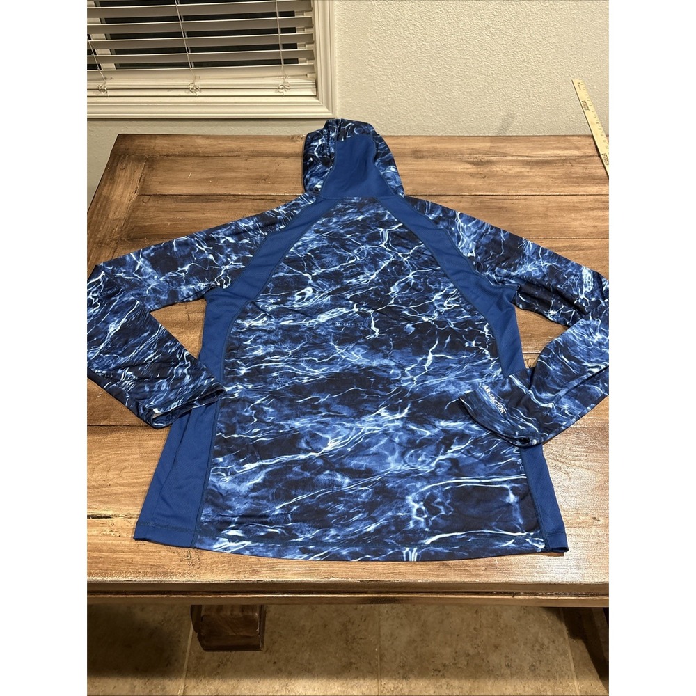Habit Shirt Mens Lg Blue Open Sea Mossy Hooded Long Sleeve - Picture 9 of 9